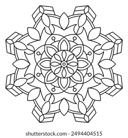 attractive and easy mandala design with clean lines for coloring book, mandala design for adults coloring book
