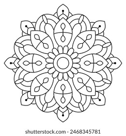 attractive and easy mandala design for coloring book, soothing and simple mandala art
