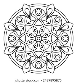 attractive and easy mandala design for coloring book, tattoo and henna design, creative mandala art, mandala design for adults coloring book
