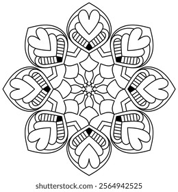 attractive and easy mandala design for coloring book page , creative mandala art for wall art
