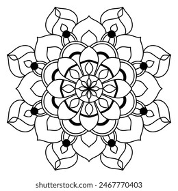 attractive and easy vector mandala design for coloring book, soothing and simple mandala art
