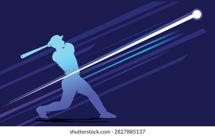 Attractive editable vector baseball batter homerun swing motion design great for your design resources print and other