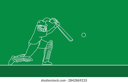 Attractive editable vector cricket batter line art design great for your design resources print and other
