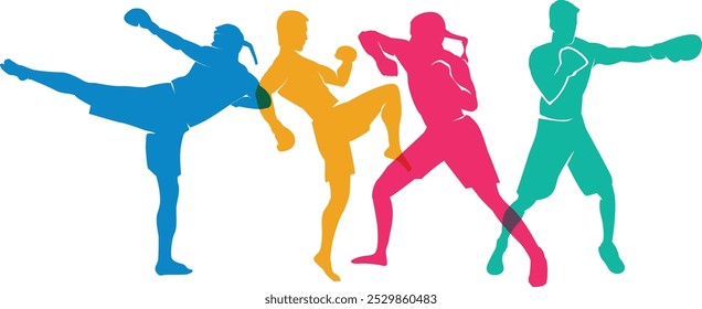 Attractive editable vector kick or thai boxer in action design great for your design resources print and other