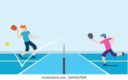 Attractive editable vector pickleball cartoon design great for your design resources print and others
