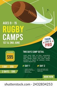 Attractive editable vector rugby camp poster background design great for your design resources print and other	