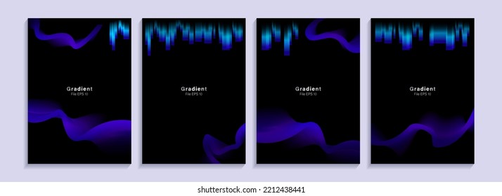 attractive and elegant poster design. flyers, covers. black background with fluid beautiful waves waves. for advanced technology future digital product advertising presentation display