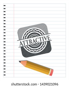 Attractive emblem with pencil effect. Vector Illustration. Detailed.