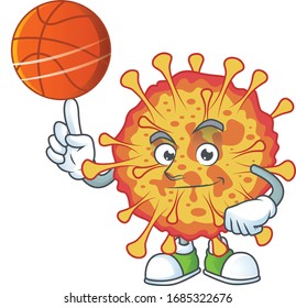 Attractive epidemic COVID19 cartoon design with basketball