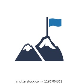 Attractive and Faithfully Designed  Flag on Mountain Icon