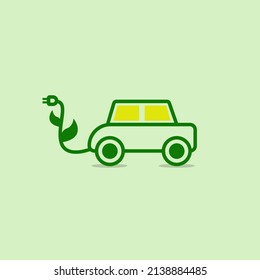 Attractive flat car and leaf icon