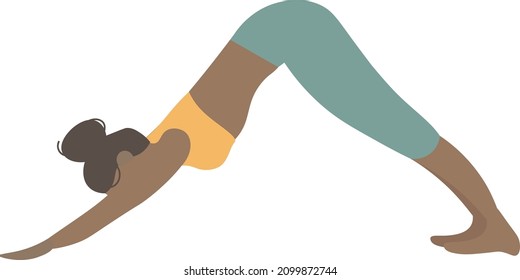 Attractive flat illustration of a dark-skinned woman's yoga class	
