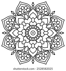 Diseño floral atractivo del mandala para el libro de colorear de los adultos y de los niños, arte del mandala para la henna, arte de la pared y diseño del tatuaje
