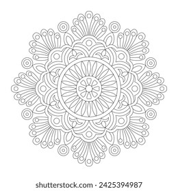 Attractive Flower Mandala Design for Coloring book page, Editable vector file