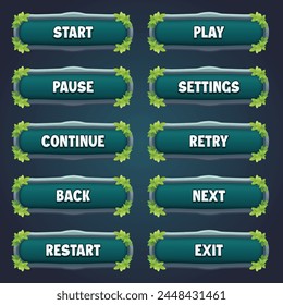Attractive game turquoise stone buttons with editable text effect in unique leaves border designs
