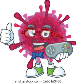 An attractive gamer amoeba coronaviruses cartoon character design
