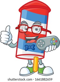 An attractive gamer rocket USA stripes cartoon character design