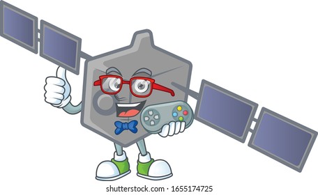 Cute Funny Satellite Network Cartoon Character: เวกเตอร์สต็อก (ปลอดค่า