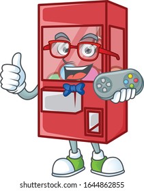 An attractive gamer toy claw machine cartoon character design