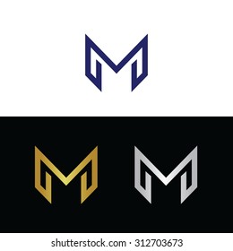 Logotipo vectorial M letra geométrica atractiva 