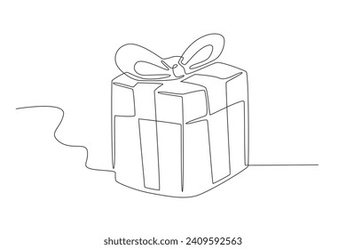 An attractive gift box. Gift Box one-line drawing
