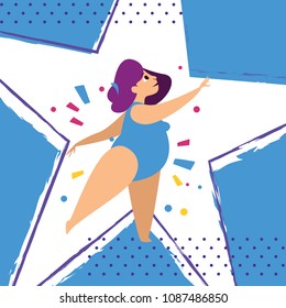 Attractive girl on beach - vector. Summer beach party flyer design with girl.