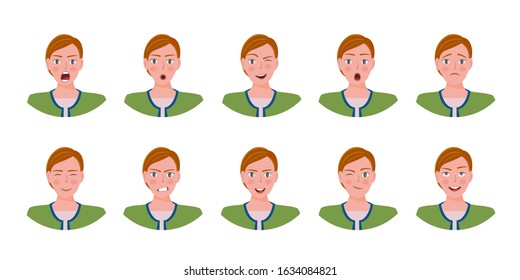 Attractive girl showing different facial expressions