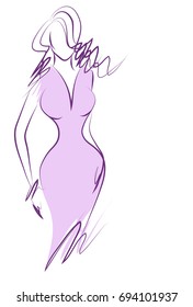 Attractive girl, sketch, vector
