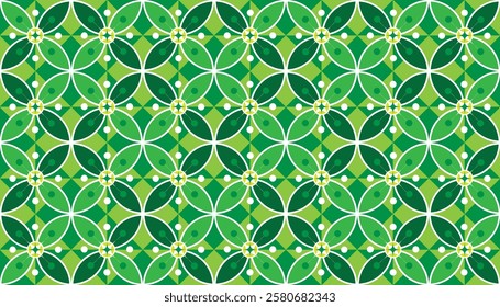 Attractive green floral themed batik seamless decorative pattern. Perfect for printing, design and textiles