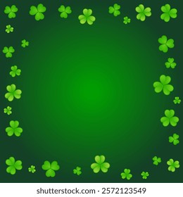 attractive green gradient background with shamrock leaf decoration vector design