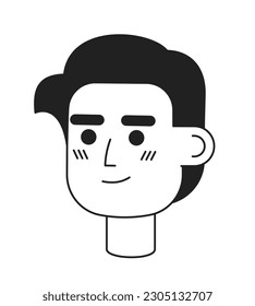 Attractive guy with slicked-back hair monochrome flat linear character head. Classic haircut. Editable outline hand drawn human face icon. 2D cartoon spot vector avatar illustration for animation