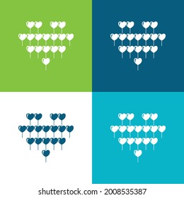 Attractive Heart Balloon Of Multiple Hearts Balloons Flat four color minimal icon set