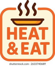 attractive Heat and Eat symbol for packaged and frozen food packaging
