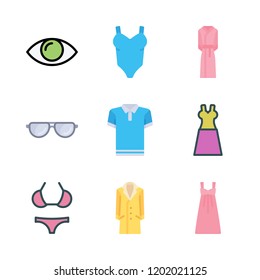 attractive icon set. vector set about underwear, eye, dress and glasses icons set.