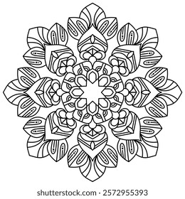 attractive and intricate mandala design for coloring book page , creative mandala art for wall art and henna design
