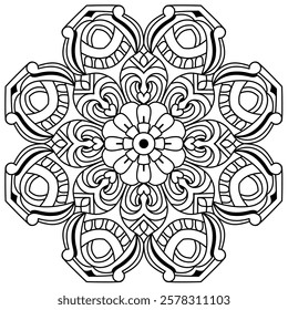 attractive and intricate mandala design for coloring book , mandala art for henna design and wall art
