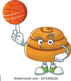 Attractive kanelbulle cartoon character design with basketball
