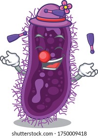 An attractive lactobacillus rhamnosus bacteria cartoon design style playing juggling