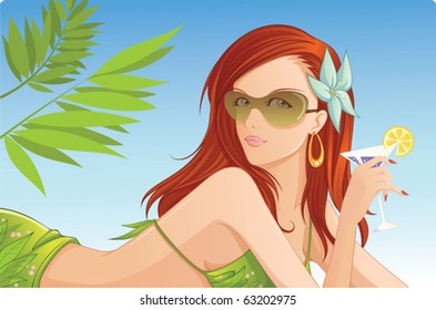 Attractive lady on the beach.