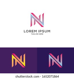 An attractive Letter N vector logo symbol. material design style. Origami paper icon. Creative Letter N Logo design vector template