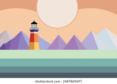 An attractive lighthouse around mountains.