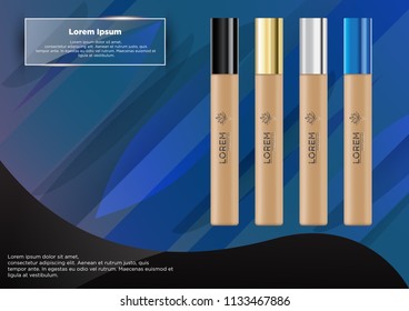 Attractive lip gloss package set, 
3D illustration realistic template, 
colorful collection Isolated on abstract background.