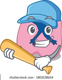 Attractive lung caricature in character playing baseball