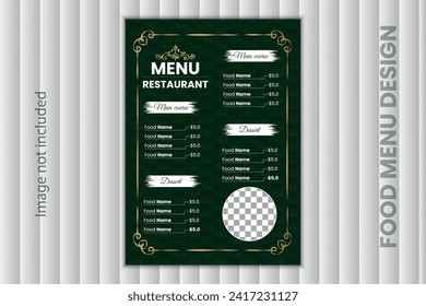 Attractive and luxury food menu design