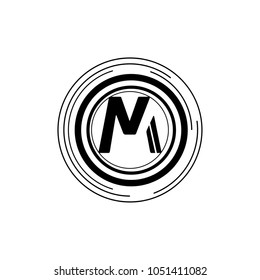 Attractive M Logo Template Inside Circle Line Vector