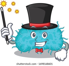 An attractive Magician of bacteria prokaryote cartoon design