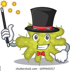 An attractive Magician of bacterium cartoon design