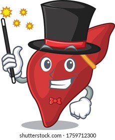 An attractive Magician of healthy human liver cartoon design