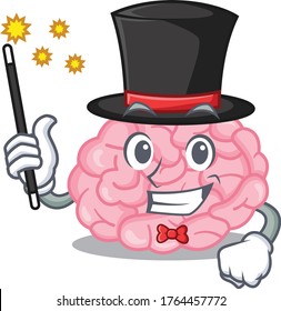 An attractive Magician of human brain cartoon design