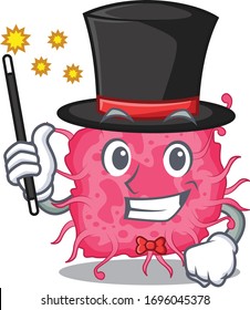 An attractive Magician of pathogenic bacteria cartoon design